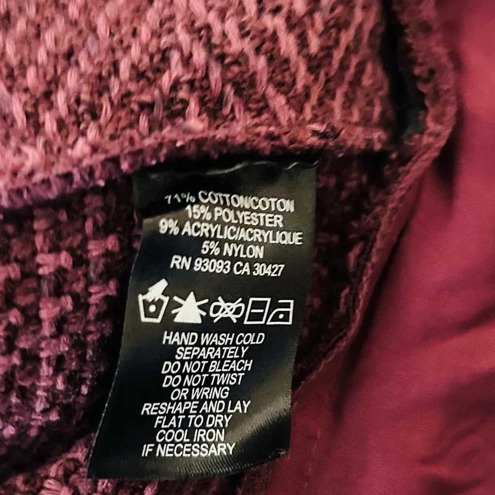 NWT NIC+ZOE Burgundy Frayed-Trim Tweed and Knit Mixed Blazer, Size Large - Picture 11 of 16